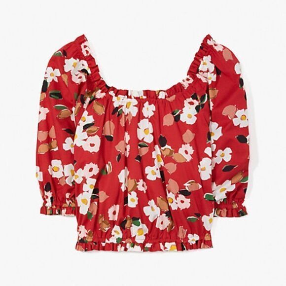 NWT kate spade Botanical garden aperitif top, Red and White - Picture 3 of 15